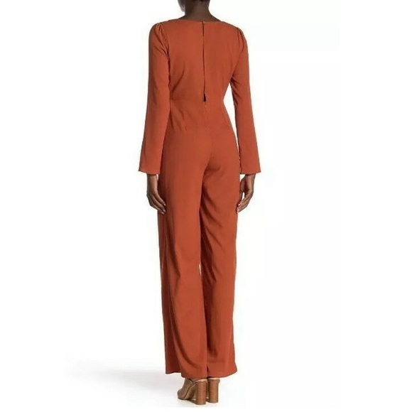 Rust Plunging Neckline Jumpsuit - Picture 5 of 11